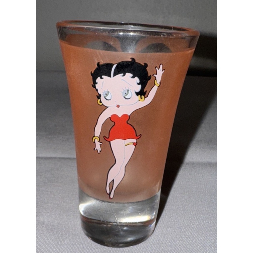 Vintage Betty Boop Shot Glass Red‎ Dress Cartoon Collectible Barware